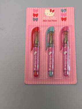 Hello Kitty Mini Gel Pens 3 Pack 2008 Sanrio Toy Island New